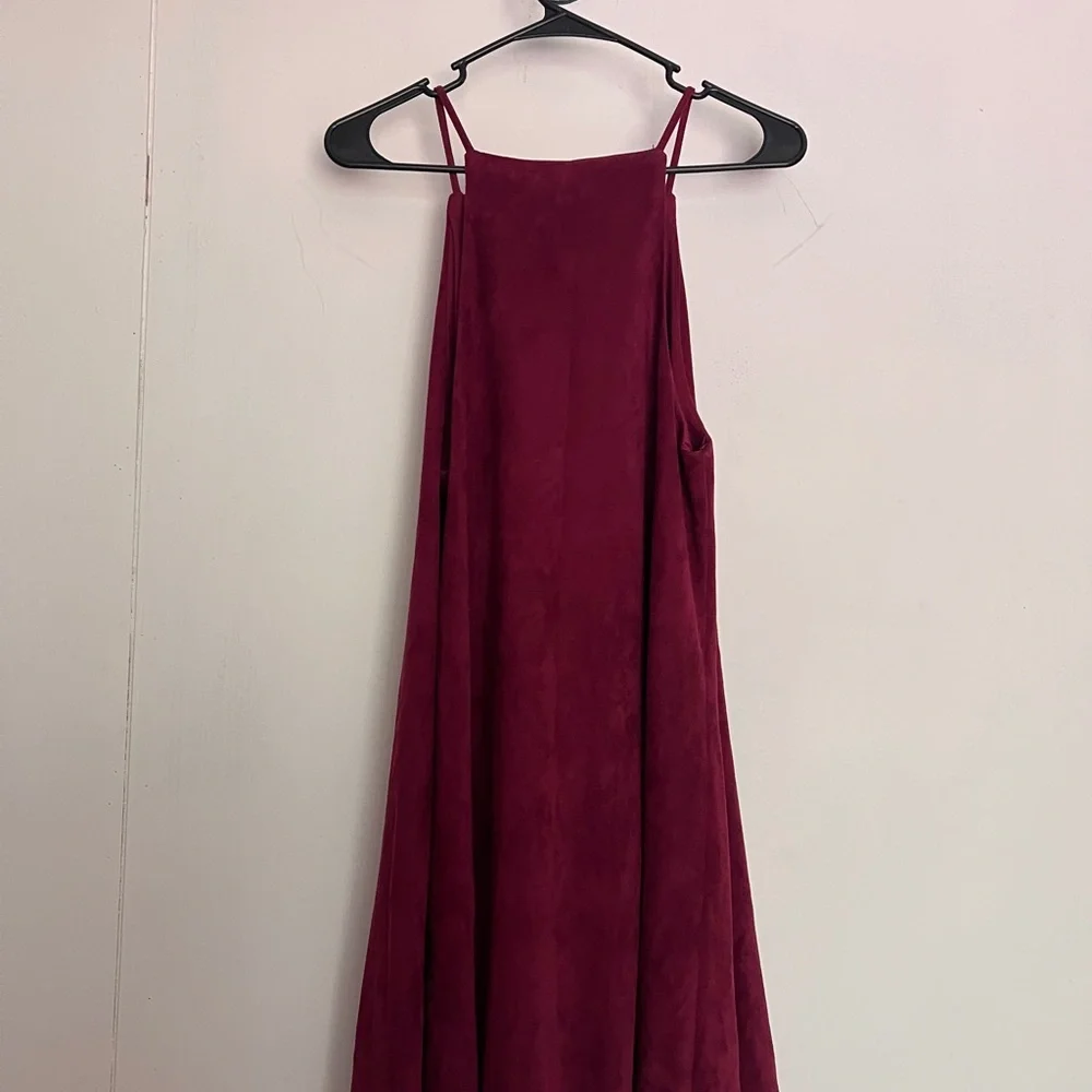 Suede Burgundy Midi Dress - Picture 4 of 4